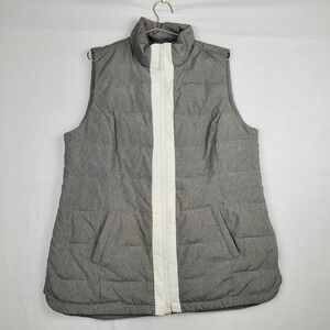 Talbots Puffer Vest Women's Large Gray Block Color Lined Casual Full Zip Outdoor